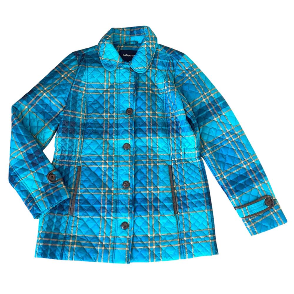 Lands' End Quilted Jacket Plaid
